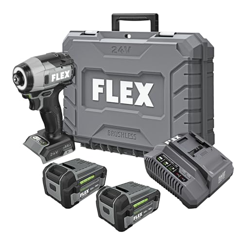 Image of FLEX 24V Brushless Cordless 1 /4-Inch 2,500 In-Lbs One-Touch Hex Impact Driver Multi-Mode Kit with 5.0Ah Lithium Batteries and 160W Fast Charger - FX1372A-2C