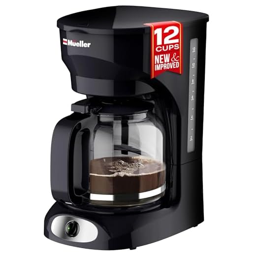 Mueller 12-Cup Drip Coffee Maker - Borosilicate Carafe, Auto-Off, Reusable Filter, Anti-Drip, Keep-Warm Function, Clear Water Level Window Coffee Machine, Kitchen Essentials & Accessories