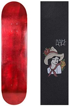 Cal 7 Red Skateboard Deck with Graphic Grip Tape | 7.75, 8, 8.25, and 8.5 Inch | Maple Board for Skating