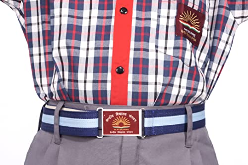 Image of D V Enterprise Kendriya Vidalaya Belt with Metal Buckel KV Logo with adjustable facility, Pack of 3