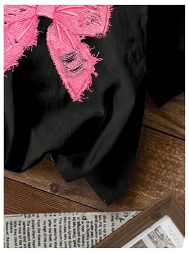 MakeMeChic Girl's Bow Tops Crew Neck Short Sleeve Cute Tee Shirt4