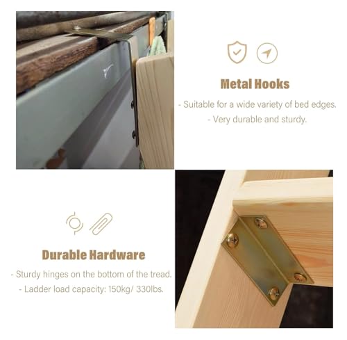 Escalera para litera de RV y dormitorio loft en madera con ganchos 6