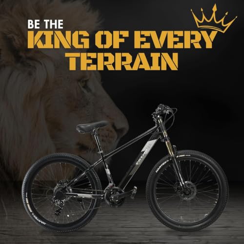 Image of FitTrip Super Dominator 21 Speed Mountain Bike, 27.5 Inch Stunt MTB Cycle with Imported Double Crown Suspension and Jak 7 Dual Disc Brakes, Mountain Cycle for Men (Dark Edition)