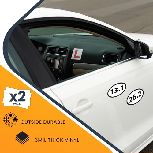 Image of 13.1 Half Marathon Sticker and 26.2 Marathon Oval Running Stickers, 5.5x3.5 Inch, Combo Pack, Black, Sticker for Car, 13.1 Half Marathon Gifts, Celebrate Running Achievements, Car Decals, Made in USA