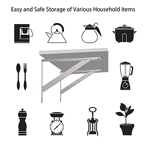 Image of YUMORE Shelf Brackets Heavy Duty, 350x250mm Shelf Brackets Supports Stainless Steel for Scaffold Board Worktop Shelves Floating Desk, Max Load 440lbs, 2Pack