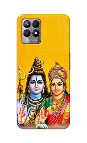 Image of PRINTFIDAA God Shiva Parvati Yellow Background Printed Designer Hard Case for Realme 8i Back Cover -(ZP) MVN1008