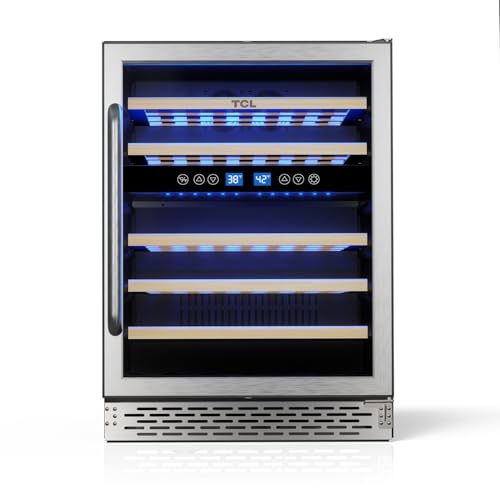 Image of TCL 46-Bottle Dual Zone Wine Cooler Mini Fridge with Glass Doors