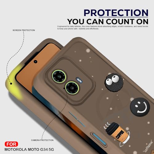 Image of AESTMO Back Case Cover for Moto G34 / G45 5G Cover | Cute Fun Cartoon 3D Ball | Coffee Silicone Case | Full Body Protection | Camera Protection Back Cover for Moto G34 / G45 5G (Brown)