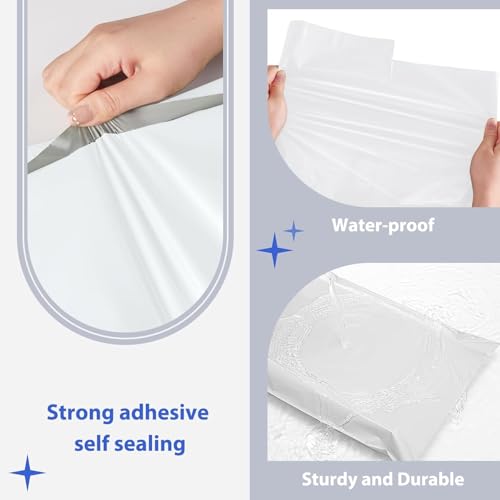 Image of Fuxury 600 Pack 17.7x22 inch White Large Poly Mailers Bulk,Waterproof Mailing Envelopes for Clothing,XL Strong Adhesive Self Seal Poly Shipping Bags for Postage Return Books Small Business