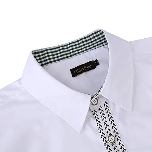 GloryStar Men's German Bavarian Oktoberfest Button Down Dress Shirts Slim Fit Plaid Long Sleeve Shirt for Lederhosen4