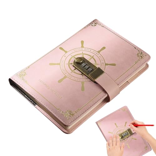 Genérico Diario de Cuero - 300 Paginas Papel de Gramaje Grueso con Ranura para Tarjetas,Cuaderno de Escritura con Candado | Para Niños Adolescentes Chicas Mujeres Hombres Hogar Oficina Escuela Viaje