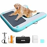 Dog Pool Ramp, Inflatable Dog Boat Ramp, Non-Slip EVA Inflatable Floating Dock Ladder for Pools Boats Docks, Safe & Easy Water Access for Large Dogs, Green