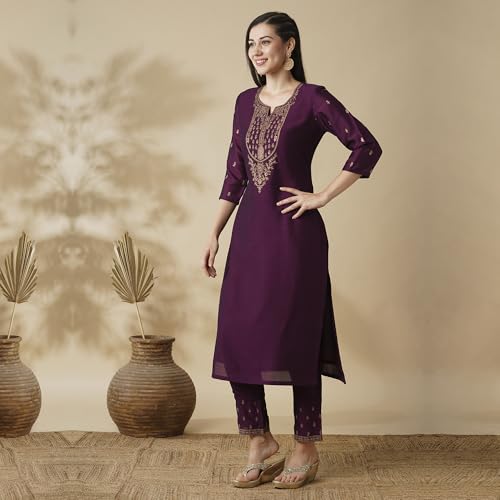 Image of Globus Women Kurta Sets (GS565876 Teal S)