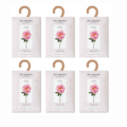 Ambientador de Armario Don Algodón Cerezo en Flor – Pack 6 Unidades | Aroma Floral y Fresco | Perchas Perfumadas para Ropa, Cajones, Maletas y Zapateros | Larga Duración 45 dias