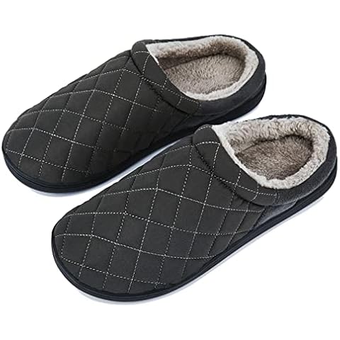 NeedBo Memory Foam Hausschuhe Kariert Herren Warme Bequeme Fleece Gefüttert Pantoffeln Rutschfest Slippers Drinnen Draußen Cover