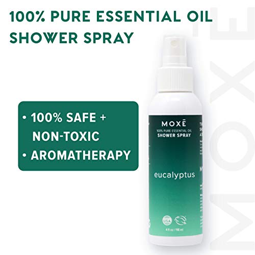 Moxe Eucalyptus Oil Shower Mist, Spa Steam Spray, Certified Natural 100% Essential Oils, Made In Usa, Aromatherapy, Sinus Congestion Relief, Tension Relief, 4 Ounces #TOP1