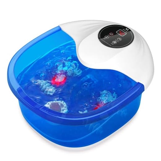 Foot Bath Misiki Foot Spa Massager with Heat Bubbles Vibration and Auto Shut-Off; 4 Massage Rollers and Pedicure Stone for Acupressure Shiatsu Massage to Relax Feet Muscle
