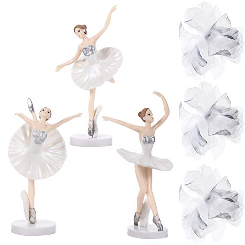 Amosfun 6 Peças Bailarina Dançarina de Balé Estátua Estatuetas Ornamentos Chapéus de Coco de Bolo Na