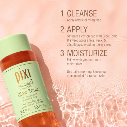 Image of Pixi Glow Tonic Balancing Face Toner Glycolic Acid for Radiant Skin Daily Brightening Toner (3.4 fl oz / 100 ml)