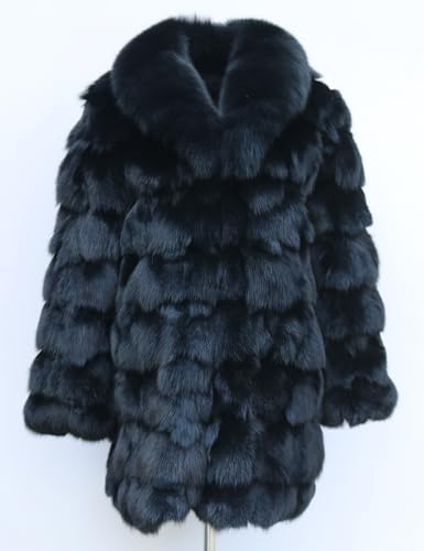 Women's Genuine Fox Fur Coat Long Thick Warm Fur Jacket Winter Coat2