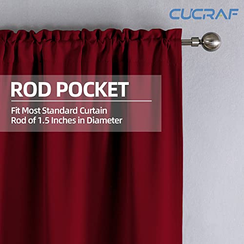 Cucraf Blackout Curtains Short Small Room Darkening Christmas Decoration Window Curtain Panels, Rod Pocket Thermal Insulated Drapes For Bedroom Living Room, 52X45 Inch, Maroon Red, Set Of 2 Panels #TOP2