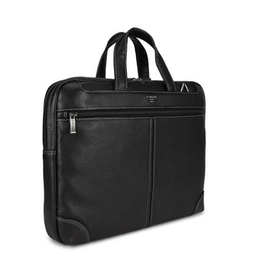 Image of Da Milano Leather Black Laptop Bag for Men & Women | Laptop Messenger Bag | Ideal for Office Purpose (6196M)