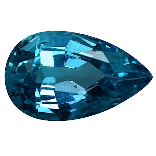 Gemme apatite bleue naturelle taillée en poire de 1.20 carat pour la création de bijoux