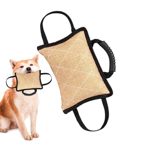 犬綱引きバイトピロー - 高耐久ポリエステルトレーニングパッド、グリップハンドル噛むおもちゃ、安全なインタラクティブ機器 |子犬のトレーニング、中型犬、大型犬、屋外でのフェッチ、筋力増強遊びに最適です。