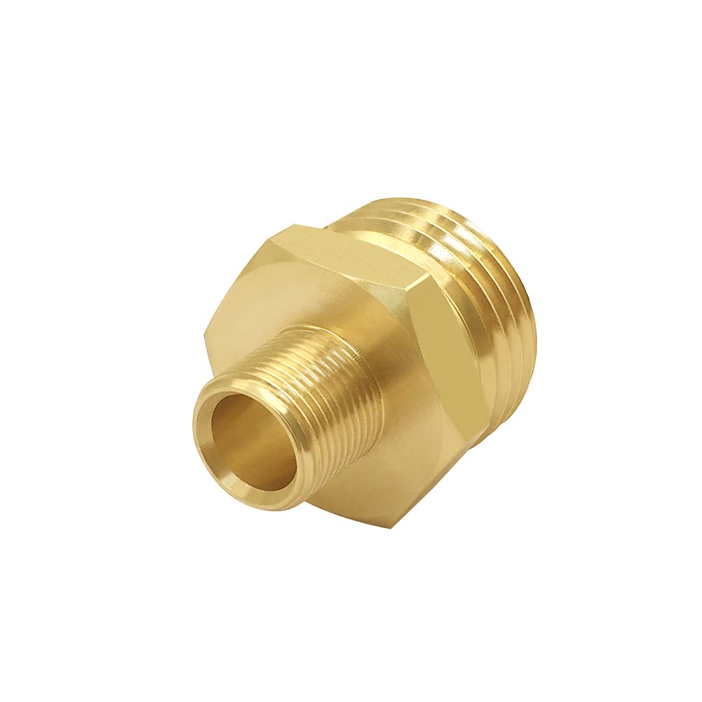 Joywayus 2 adaptadores de rosca macho de compresión de 3/4 GHT a 3/8, conector de grifo reductor de latón, adaptador de manguera de agua, adaptador de línea de suministro a manguera de jardín para