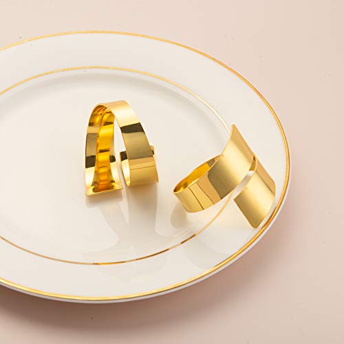 Feyarl 8 Stück Serviettenringe Metall Serviettenschnalle Tischringe Deko für Hochzeit Bankett Abendessen Weihnachten Tischdekoration(Gold)