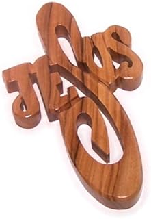 Jesus Thick and Hand Carved Olive Wood Cross - Hanging (10cm or 4 inches) with Certificate