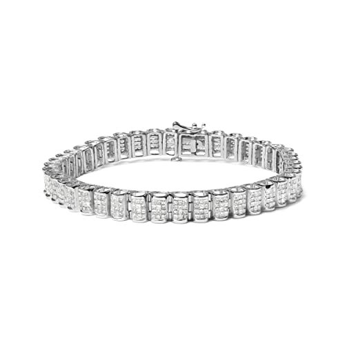 Haus of Brilliance 14K White Gold 5.00 Cttw Square Princess Cut White Diamond Rectangular Invisible Set Link Tennis Bracelet (H-I Color, SI2-I1 Clarity) - 7.5” Inches