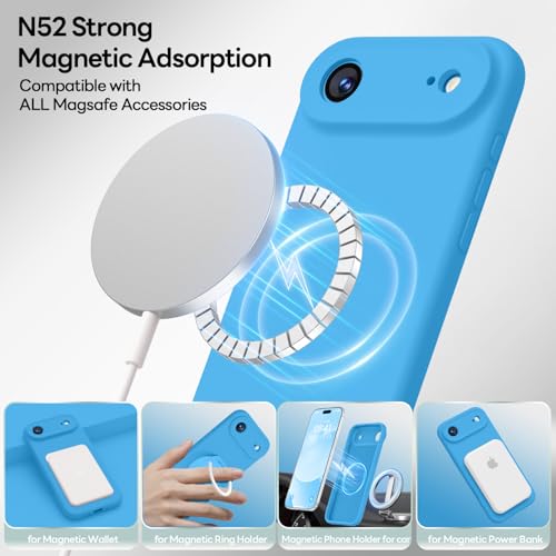 Image of LOVE 3000 Designed for iPhone Air Case, Premium Silicone [Compatible with Magsafe][Soft Anti-Scratch Microfiber Lining] Shockproof Protective Phone Case for Men Women 6.5 inch, Blue