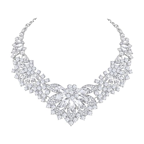Image of Atasi International American Diamond Style Crystals Necklace with Earrings Jewellery Set for Women and Girls | Suited for Party, Wedding, Engagement, Special Occasions | Gift for Her