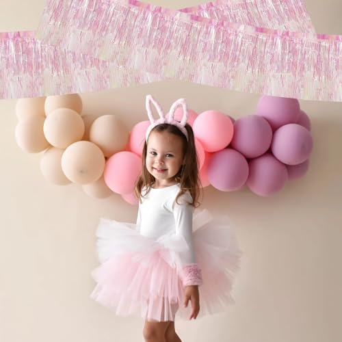 Image of BEISHIDA 3 Packs Metallic Foil Fringe Garland Shining Transparent Wall Hanging Tinsel Fringe Banners for Car Floats Bridal Shower Wedding Birthday Easter Graduation Holiday Party Decoration(30 Feet)