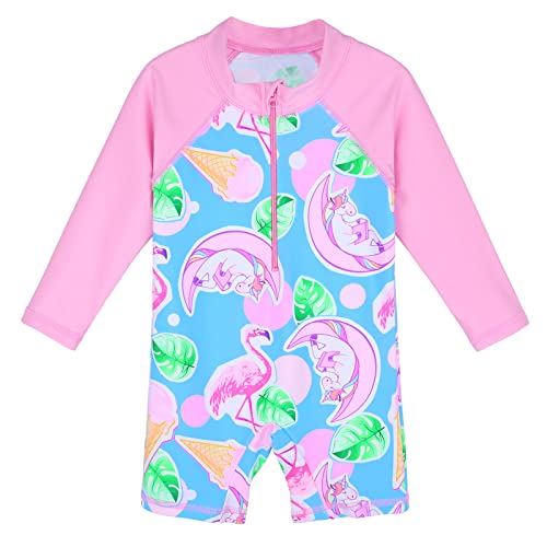 Image of XFGIRLS Baby /Toddler Girls Swimsuit Long Sleeve One-Piece Bathing Suit Rash Guard