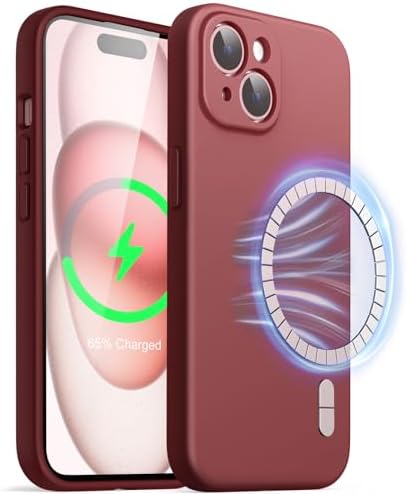 JETech Magnetyczna Silikonowy Etui dla iPhone 15 6,1 Cala, Kompatybilny z MagSafe, Case ze Obiektyw Aparatu Pełny Ochrona (Czarny)