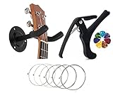 SLS Music Guitar Accessory Combo – Metal Wall Hanger, Capo, Strings & 6 Picks (Multicolor)