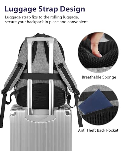 Image of MATEIN Extra Large Laptop Backpack 18.4 Inch, Airplane Approved Travel Backpack with Luggage Strap and Anti Theft Pocket, 50 L College Computer Carry On, Gifts for Business Work Men, Grey Black