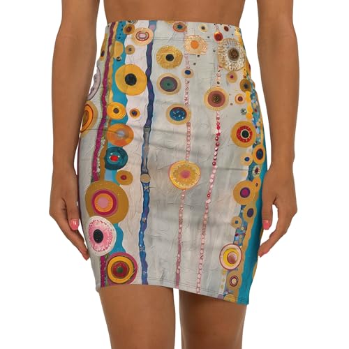 Klimt Abstract Pencil Skirt, Stylish Women's Skirt, Unique Art Fashion, Office Wear, Casual Outfits2