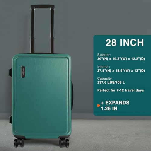 Image of 28 Inch Luggage with Spinner Wheels, Hard Shell Suitcase with TSA Locks for Luggage, Travel Large Suitcase, Expandable Hard Shell Suitcases, Green