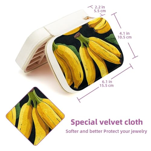 Boîte à bijoux motif banane double couche spacieuse pour bagues et colliers