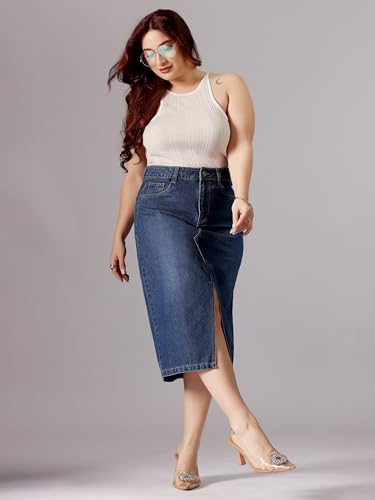 Image of Miss Chase A+ Women's Regular High Rise Above Knee Stretchable Denim Shorts & Skirts