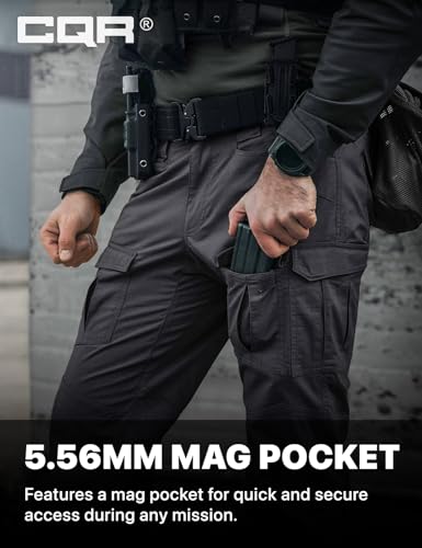 Image of CQR Men's Flex Ripstop Tactical Pants, Water Resistant Stretch Cargo Pants, Lightweight EDC Hiking Work Pants