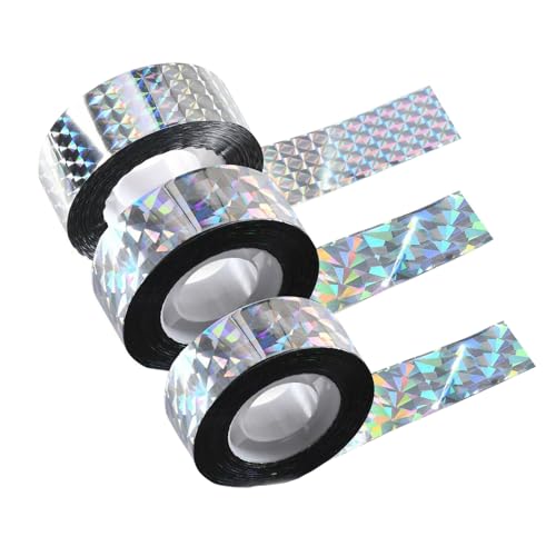 3 Rollen Vogelabwehr Vogelband, 150m x 2.4cm Taubenabwehr Band, Reflektierendes Doppelseitiges Vogelabwehrband, Vogelscheuche gegen, Taubenschreck