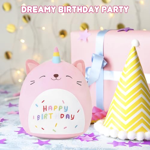 Image of SQEQE Cat Plush Toy Unicorn Cat Stuffed Animal Cute Birthday Plushies Pillow Soft Plushie Doll Gifts for Kid Decor(Pink Caticorn, 14 Inch)