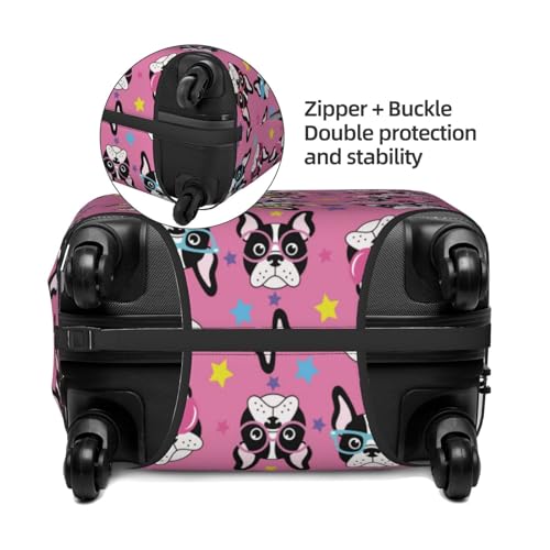 Colorful Cute French Bulldog Luggage Cover Protector Anti-Scratch Washable Fits 18-32 Inch Luggage-Small4