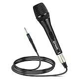 FDUCE Micrófono Vocal dinámico 8.0s, micrófono de Mano de Metal con Cable con Interruptor de Encendido y Apagado y Cable XLR de 16.4 pies, Utilizado para Karaoke, Boda, Iglesia, Clase (Gris)