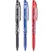 Pilot, FriXion Point Erasable & Refillable Gel Ink Pens, Extra Fine Point 0.5 mm, Pack of 3, Black, Blue & Red