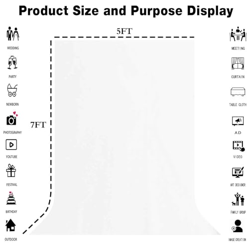 White Backdrop for Photoshoot, 5FTx7FT by LYLYCTY - Used condition - Image 8